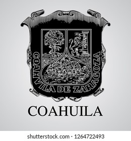 Silhouette of Coahuila Coat of Arms. Mexican State. Vector illustration