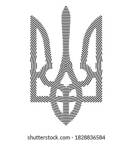 Silhouette coat of arms Ukraine in modern geometric style. Creative decorative design of trident. Vector ethnic traditional illustration isolated on white background.