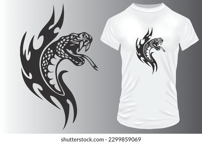 Silhouette of a cobra snake tattoo. Vector illustration for tshirt, hoodie, website, print, application, logo, clip art, poster and print on demand merchandise.