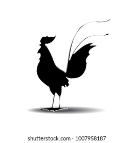 Silhouette of a cock on a white background. Vector illustration.