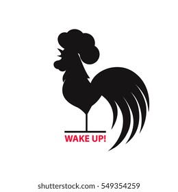 Silhouette of the cock on white background