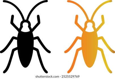 Silhouette of a cockroach on white backdrop. Black cockroach vector illustration with vector file