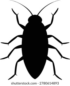 Silhouette of a cockroach vector flat illustration insect isolated on white background