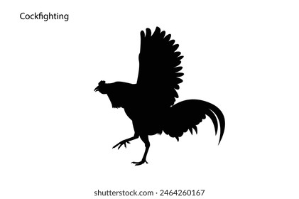 Silueta de gallos aleteando sus alas, Ilustración vectorial