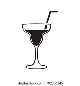 Silhouette of a cocktail on a white background, Vector illustration