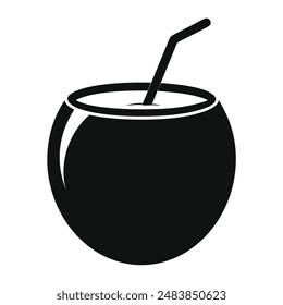 silhouette coconut juice drink vector illustration isolated on white background
