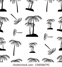 Silhouette coconut or palm tree seamless pattern isolated on white background eps 10 vector illustration. 