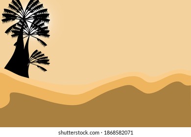 silhouette of a coconut tree in the desert