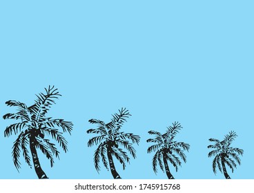 Silhouette Kokospalmen schwebend mit weißer Welle.