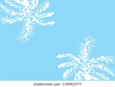 Silhouette coconut tree floating around with white wave.