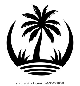 silueta de árbol de coco icono ilustración vectorial