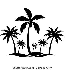 Silhouette of coconut tree icon vector. Coconut tree vector icon. Summer fruit of coconut. Nature green tropical plants. Vector illustration.