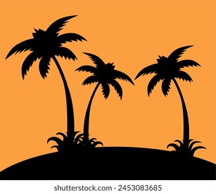 silueta de árbol de coco natural