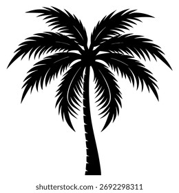Silhouette of Coconut tree on white background
