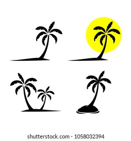 silhouette of coconut trees, vector