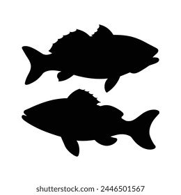 silhouette of cod fish on white