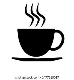 silhouette cofee cup icon with smoke on white background