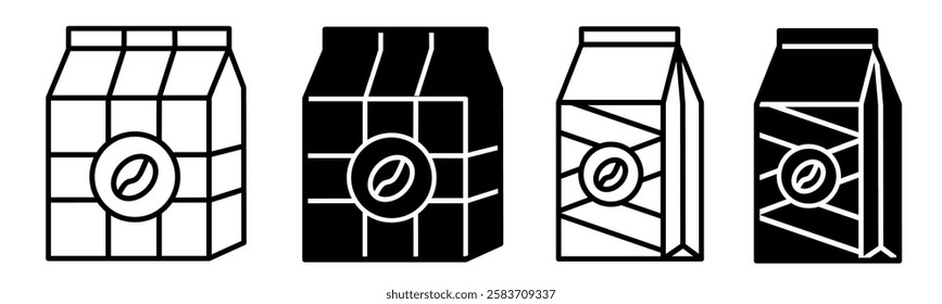 Silhouette of coffee box icon illustration on white background. Coffee box icon set for business. Stock vector.