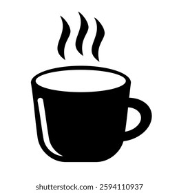 Silhouette coffee cup clip art funny with black colour. Doodle element coffee cup cartoon style. Vector Illustration