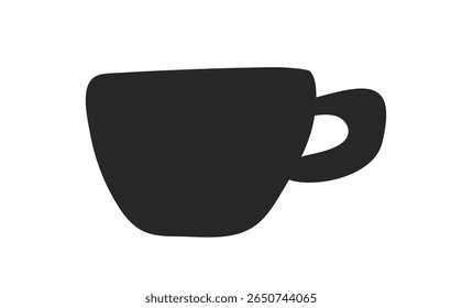 Silhouette of coffee cup in flat minimalist style on white background.  Coffee break and beverage concept.