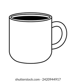 silhouette of coffee cup isolated on white background, tea mug icon in flat style