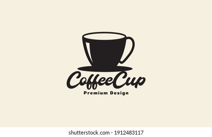 silhouette coffee cup simple logo symbol vector icon graphic design illustration
