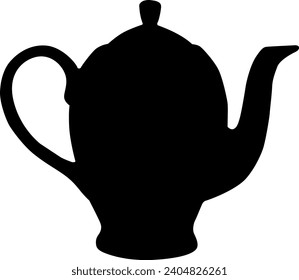 silhouette coffee kettle, tea, boiling water vector