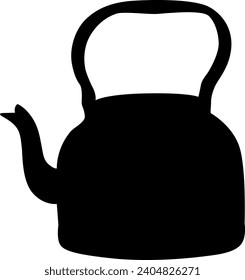 silhouette coffee kettle, tea, boiling water vector