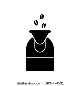 Silhouette Coffee Roaster Machine. Outline Icon Of Professional Equipment For Roasting Coffee Beans. Black Simple Illustration. Flat Isolated Vector Pictogram On White Background