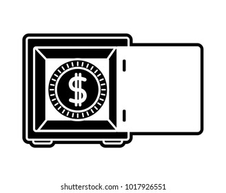 silhouette coin with peso symbol inside strong box
