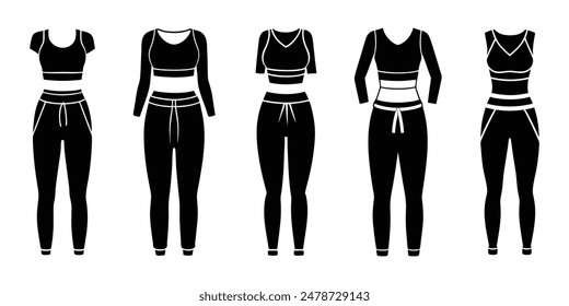Silhouette Collection of Athleisure Outfits Joggers and Crop Top Combinations