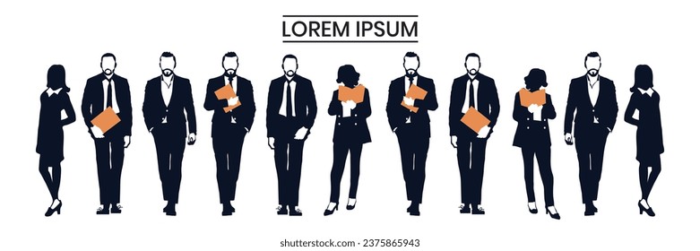 Silhouette collection of businesspeople in various poses. Businesspeople Group Human Resources Vector Illustration