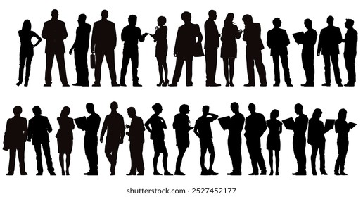 silhouette collection of different business people full isolated 