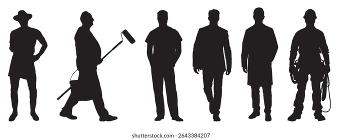 silhouette collection of different occupational people