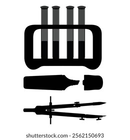 Silhouette Collection of Elementary School Appliances and Education Equipment