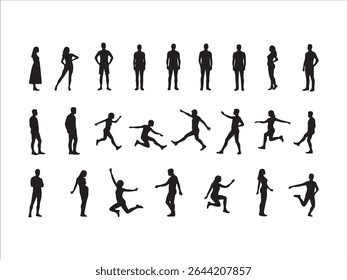 Silhouette Sammlung mit verschiedenen Posen von Menschen zeigen Aktivität und menschliche Figuren