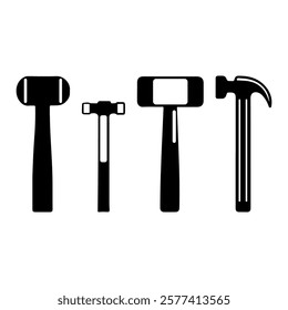 Silhouette collection of hammers vector illustration for tools design.