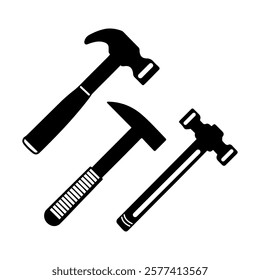Silhouette collection of hammers vector illustration for tools design.