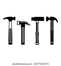 Silhouette collection of hammers vector illustration for tools design.