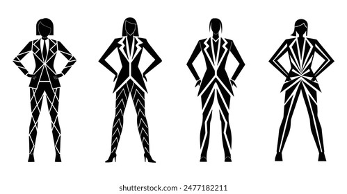 Silhouette Collection of Pantsuits with Geometric Patterns and Sharp Tailoring for GirlsSilhouette Collection of Pantsuits with Geometric Patterns and Sharp Tailoring for Girls