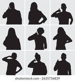 silhouette collection of people profile