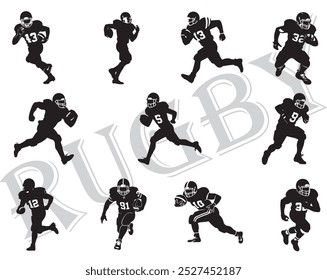 silhouette collection of rugby players