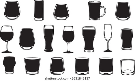 Colección de silueta Un estudio en Formas de vidrio y Vector