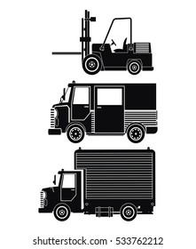 silhouette collection truck forklift cargo transport