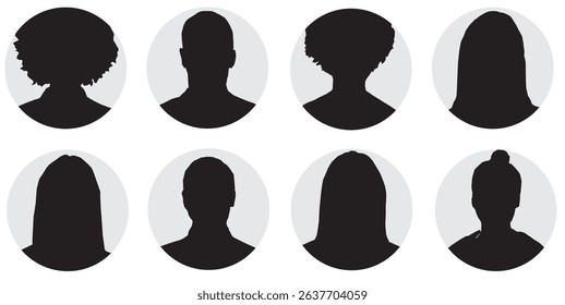 silhouette collection of users profile of people 