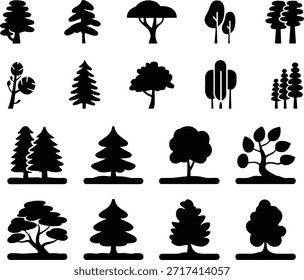 Silhouette Collection of Various Tree Types trees tree silhouettes Vector. Tree silhouette collection illustration showing nature forest landscape vector
