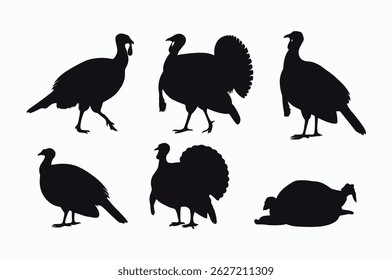 Silhouette Collection of Wild Turkeys
