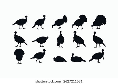 Silhouette Collection of Wild Turkeys