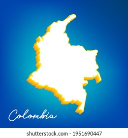 Silhouette of Colombia country map. White editable map, South America country territory borders vector illustration on cyan background