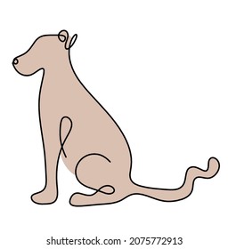 Silhouette of color abstract dog as line drawing on white. Vector